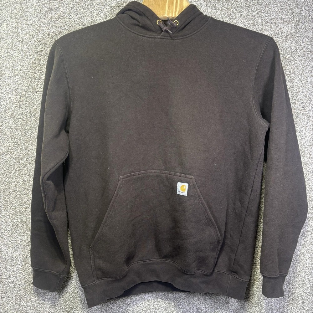 Carhartt Hoodie Mens LT Brown Fleece Pullover Kangaroo Sweatshirt Workwear K121